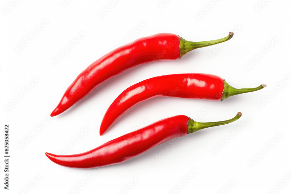 large red chilies isolated on a white background, generative ae