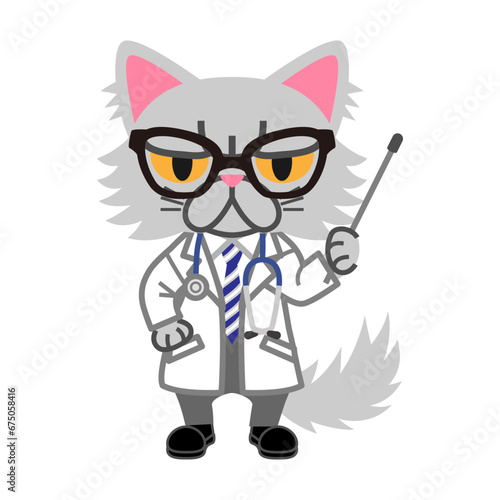 An anthropomorphic persian cat costume - doctor