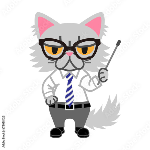 An anthropomorphic persian cat costume - teacher