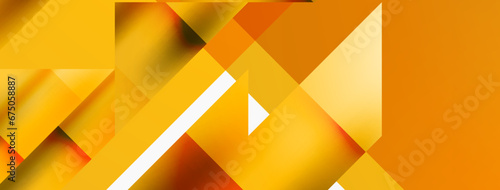Vivid abstraction unfolds. Triangles in seamless harmony, composing dynamic geometric backdrop. Interplay of angles and hues forms captivating tapestry, evoking modernity and artistic allure