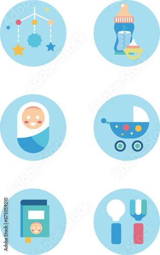 Vector icons featuring babies displayed on a crisp white background