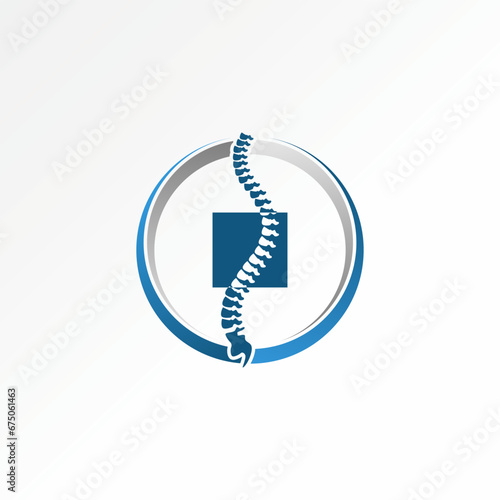 Logo design graphic concept creative premium abstract vector stock unique spine bone on block square swoosh Related to health care physiotherapy sport