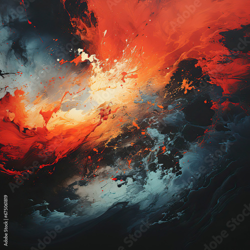 Molten Marvel: An Abstract Representation of Fiery Lava Flow,red paint splashes background,abstract background