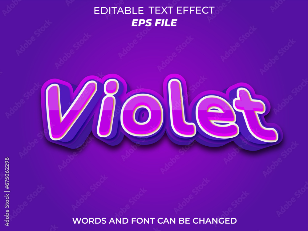 violet text effect, font editable, typography, 3d text. vector template