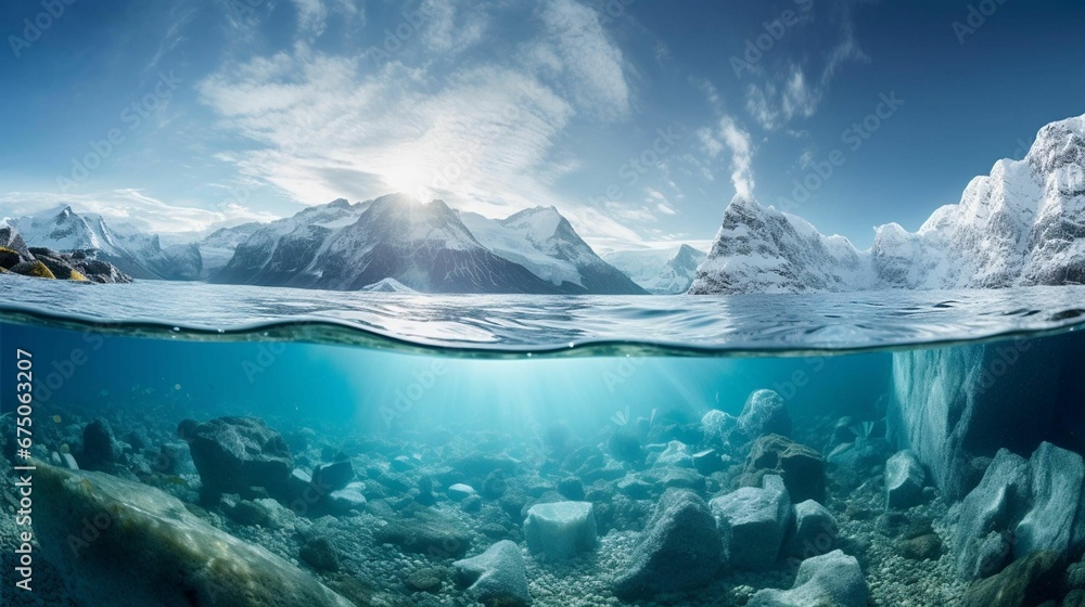 AI generated illustration of a rocky ocean floor visible beneath the ...