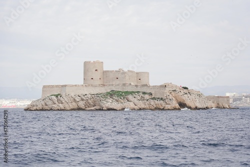 Old castle and Chateau d'If island in Marseille, France