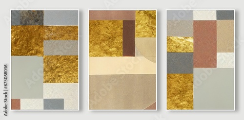 Fototapeta Naklejka Na Ścianę i Meble -  Set of three abstract painting background walls with strong decorative properties.