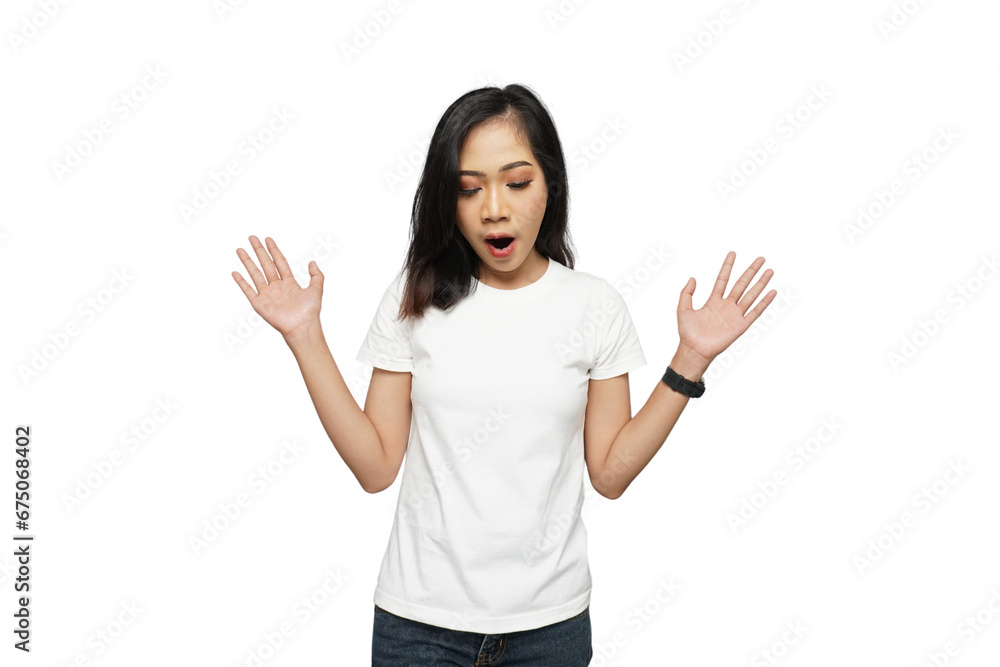 Beautiful Asian Girl Looking Down Cutout Isolated Background Beautiful Asian Girl Looking Down Cutout Isolated Background