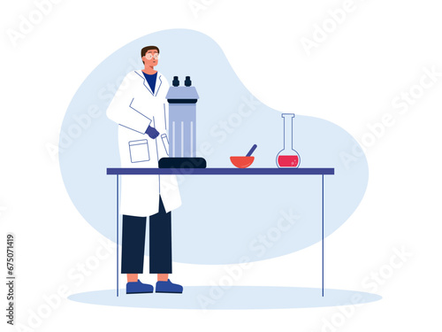 Laboratory assistant doing diagnostic illustration. Laboratory illustration.
