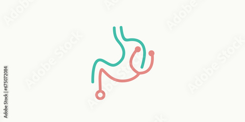 Creative Stomach Health Logo vector with stethoscope - creative Gastroenterology Healthy Logo element icon, stomach health icon vector template, stomach icon combination with stethoscope