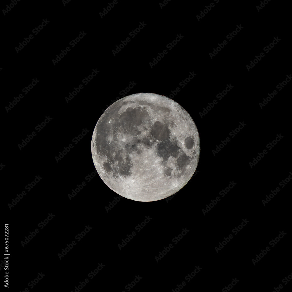 Super fool moon on black background, detailed image Super fool moon on black background, detailed image