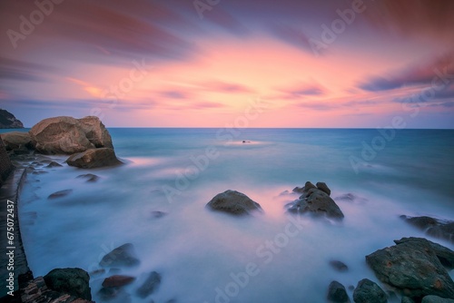 Long exposure shot at dawn on the island of Ischia, Campania, Italy