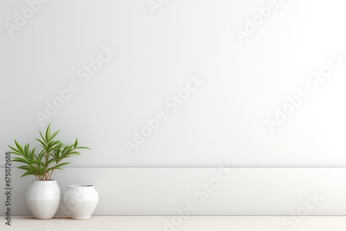 White room with pot plant 