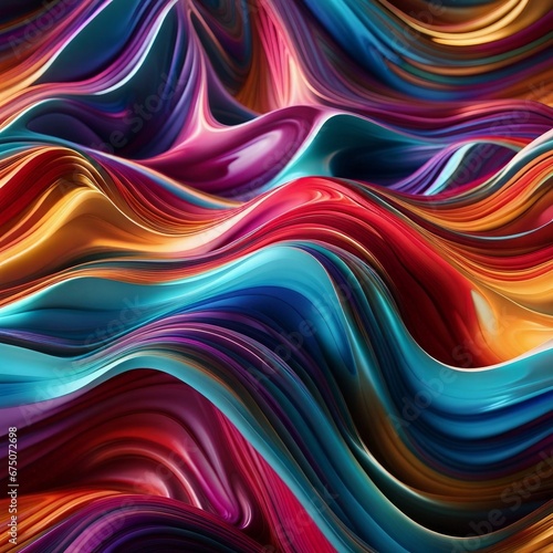 Abstract background with colorful waves. Flow liquid lines design element, Generative AI