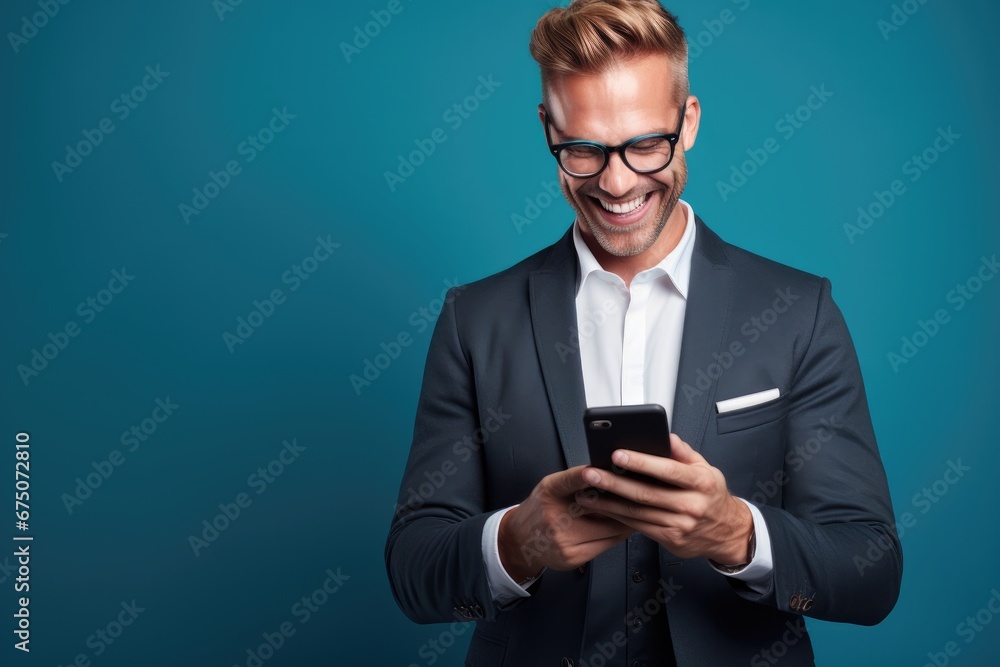 Portrait of smiling businessman using his cellphone Portrait of smiling businessman using his cellphone