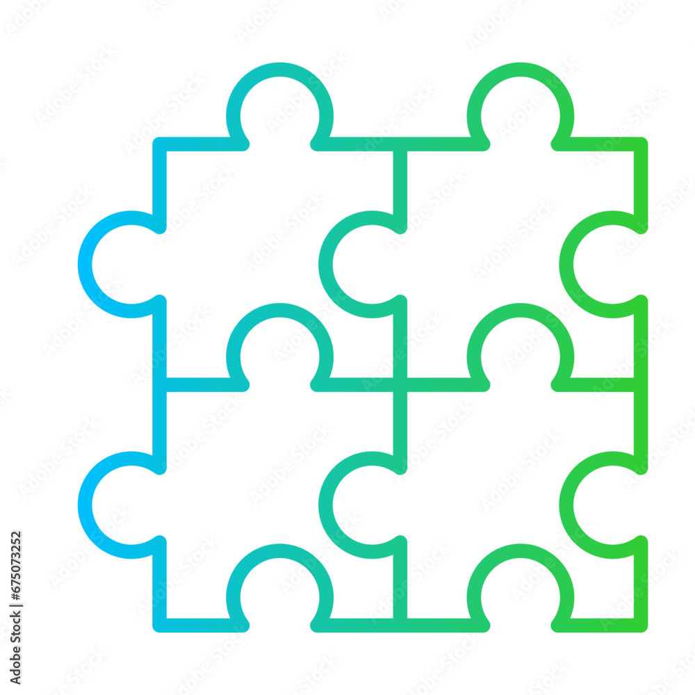 Puzzle creativity business icon with blue and green gradient outline style. jigsaw, business, piece, puzzle, concept, teamwork, solution. Vector illustration Puzzle creativity business icon with blue and green gradient outline style. jigsaw, business, piece, puzzle, concept, teamwork, solution. Vector illustration