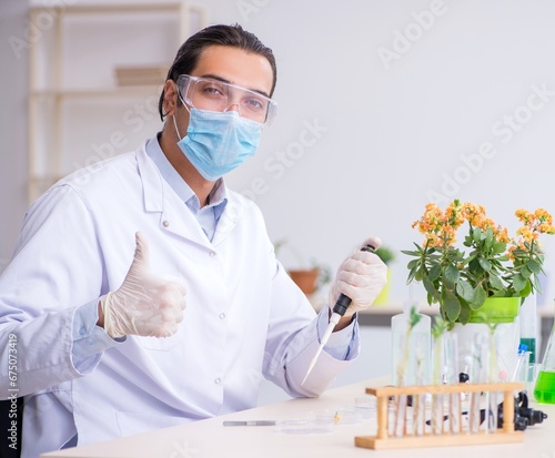 Young male chemist working in the lab