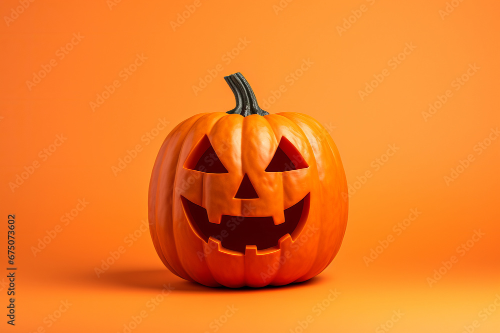 A Halloween jack-o-lantern pumpkin with a festive and cheerful expression, symbolizing the fun of the season. AI Generative. A Halloween jack-o-lantern pumpkin with a festive and cheerful expression, symbolizing the fun of the season. AI Generative.