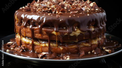 Chocolate Caramel Pretzel Cake Professional, Background Image, Hd