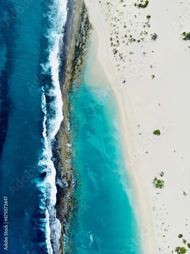 Aerial top view of a Lucky Bay in Kalbari, Australia