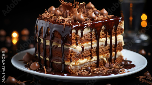 Chocolate Hazelnut Cake  Professional Photography, Background Image, Hd
