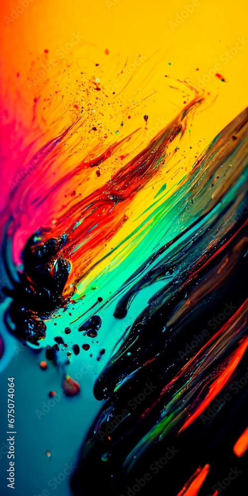AI generated illustration of colorful paint splatter in bright colors AI generated illustration of colorful paint splatter in bright colors