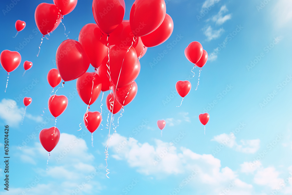 Heart-shaped balloons in vibrant colors add a touch of romance to any party or celebration. AI Generative.