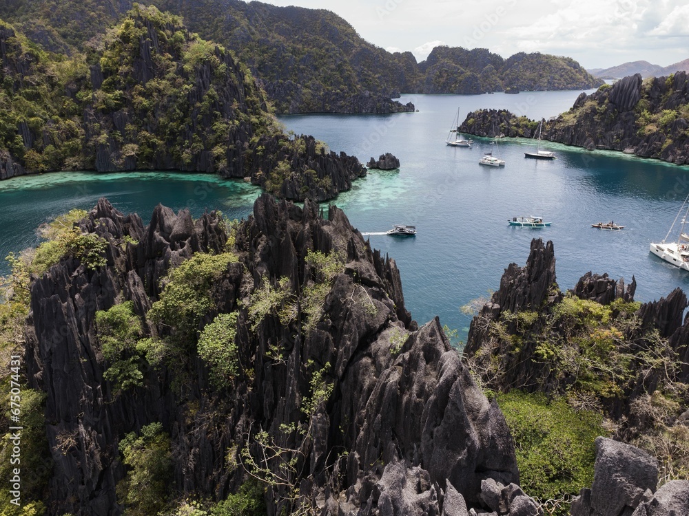 Scenic shot of the serene coastal landscape of Coron, Philippines
