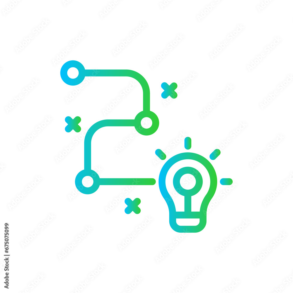Creative strategy creativity business icon with blue and green gradient outline style. strategy, business, creative, idea, marketing, success, concept. Vector illustration