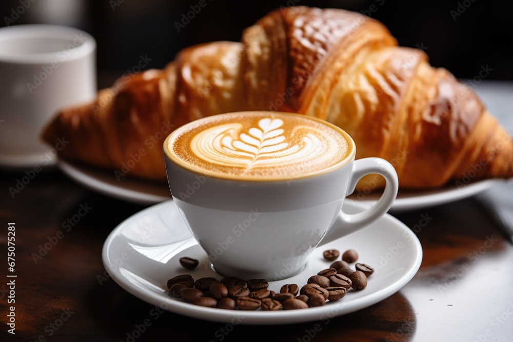 Latte and chocolate croissant Latte and chocolate croissant