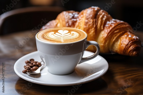 Latte and chocolate croissant