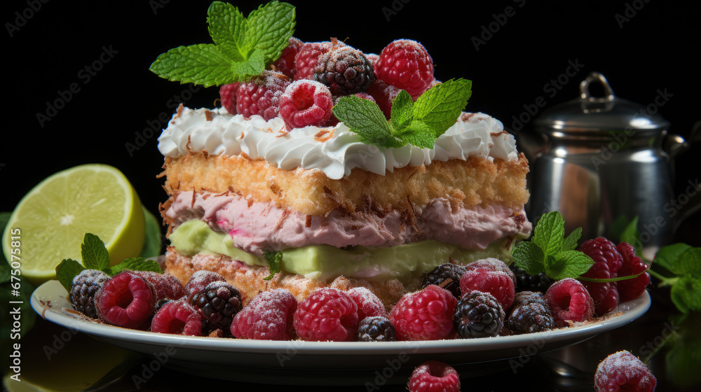 Coconut Lime Raspberry Cake Professional Photography, Background Image, Hd Coconut Lime Raspberry Cake Professional Photography, Background Image, Hd