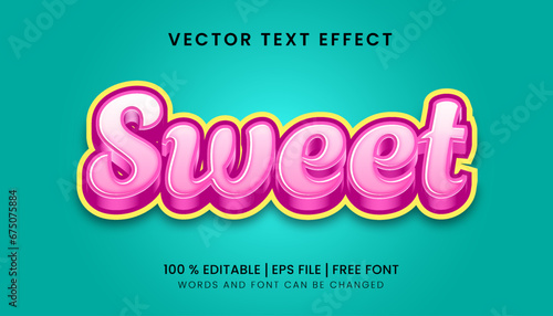 Sweet editable vector text effect template for banner and poster design with pink text color