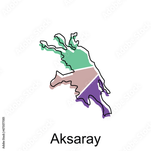 Map City of Aksaray design  vector template with outline graphic sketch style isolated on white background