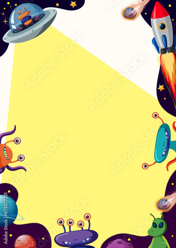 Alien Cartoon Character in Outer Space Frame