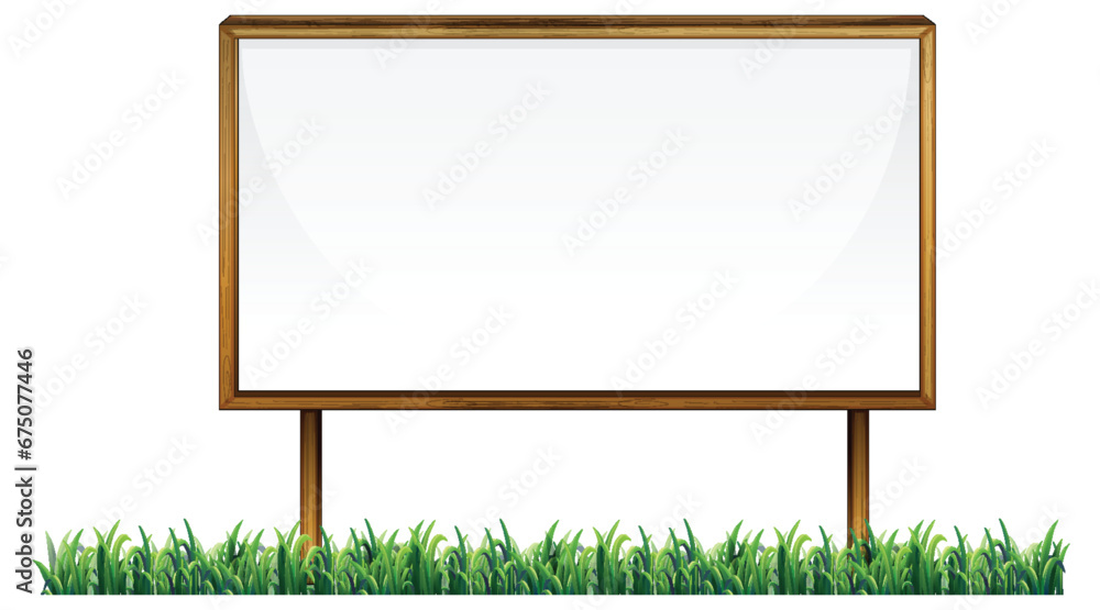 Green Grass Signboard Frame on Blank Background Green Grass Signboard Frame on Blank Background