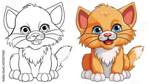 Cute Kitten Cartoon Character with O