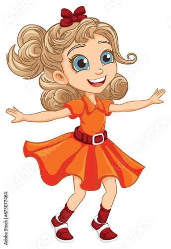 Happy Girl Dancing Cartoon Character Illustration