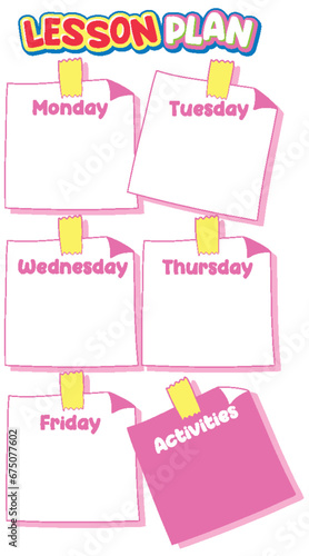 Weekly Lesson Plan Template for Monday to Friday