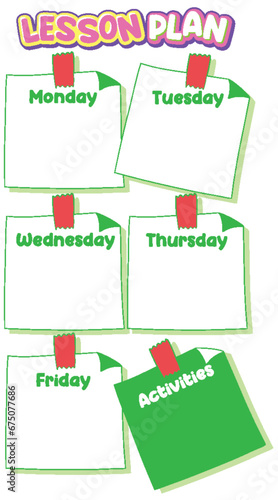 Weekly Lesson Plan Template for Monday to Friday