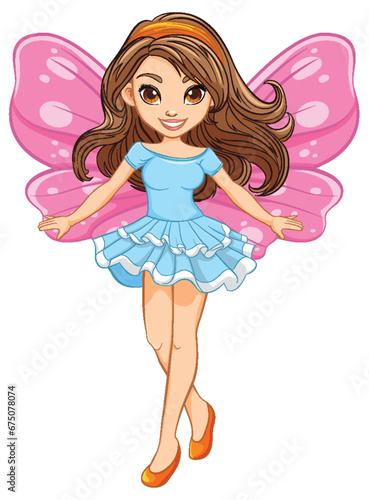 Beautiful Fairy with Wings Cartoon Character