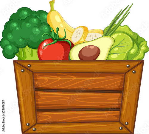 Organic Farm Producing Healthy Food in Wooden Crate © GraphicsRF