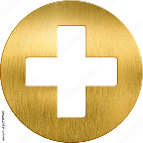 Golden icon plus cross plus 3d plus icon plus button plus sign plus healthy plus medicine add medical mathematics medicine pharmacy creative hospital help pictogram cyberspace health addition media co