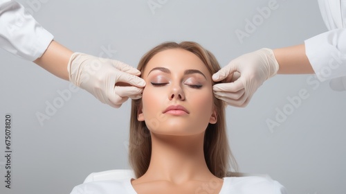 Doctor take care face of female at modern beauty clinic, Surgery Clinic, Medical and beauty industry