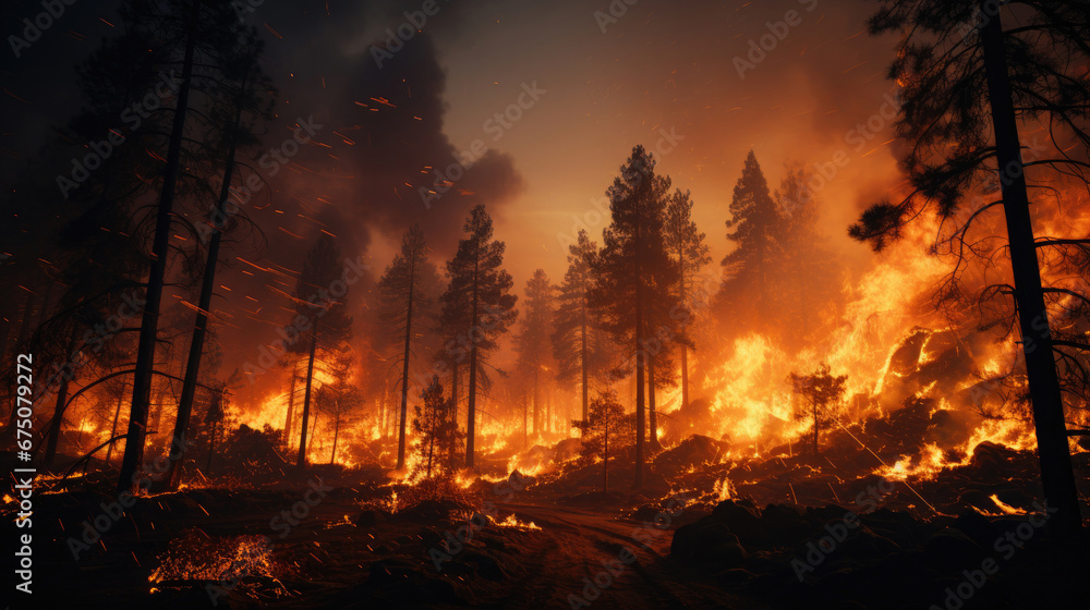 Fire At Pine Trees In The Backwoods, Background Image, Hd Fire At Pine Trees In The Backwoods, Background Image, Hd
