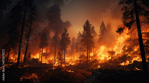 Fire At Pine Trees In The Backwoods  Background Image  Hd