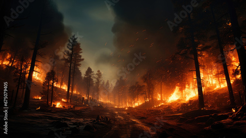 Fire At Pine Trees In The Backwoods, Background Image, Hd © ACE STEEL D
