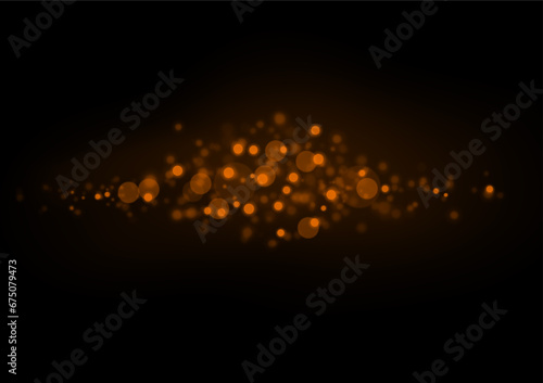 Orange circles and dots Scattered on a black background, can be used to design media, backdrops, website banners.