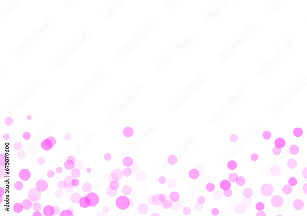 Circles of various sizes in pink tones are arranged to create beauty on a white background. Create space for text, words, and sentences that can be used to design media.