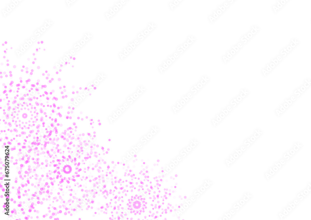 Circles of various sizes in pink tones are arranged to create beauty on a white background. Create space for text, words, and sentences that can be used to design media.